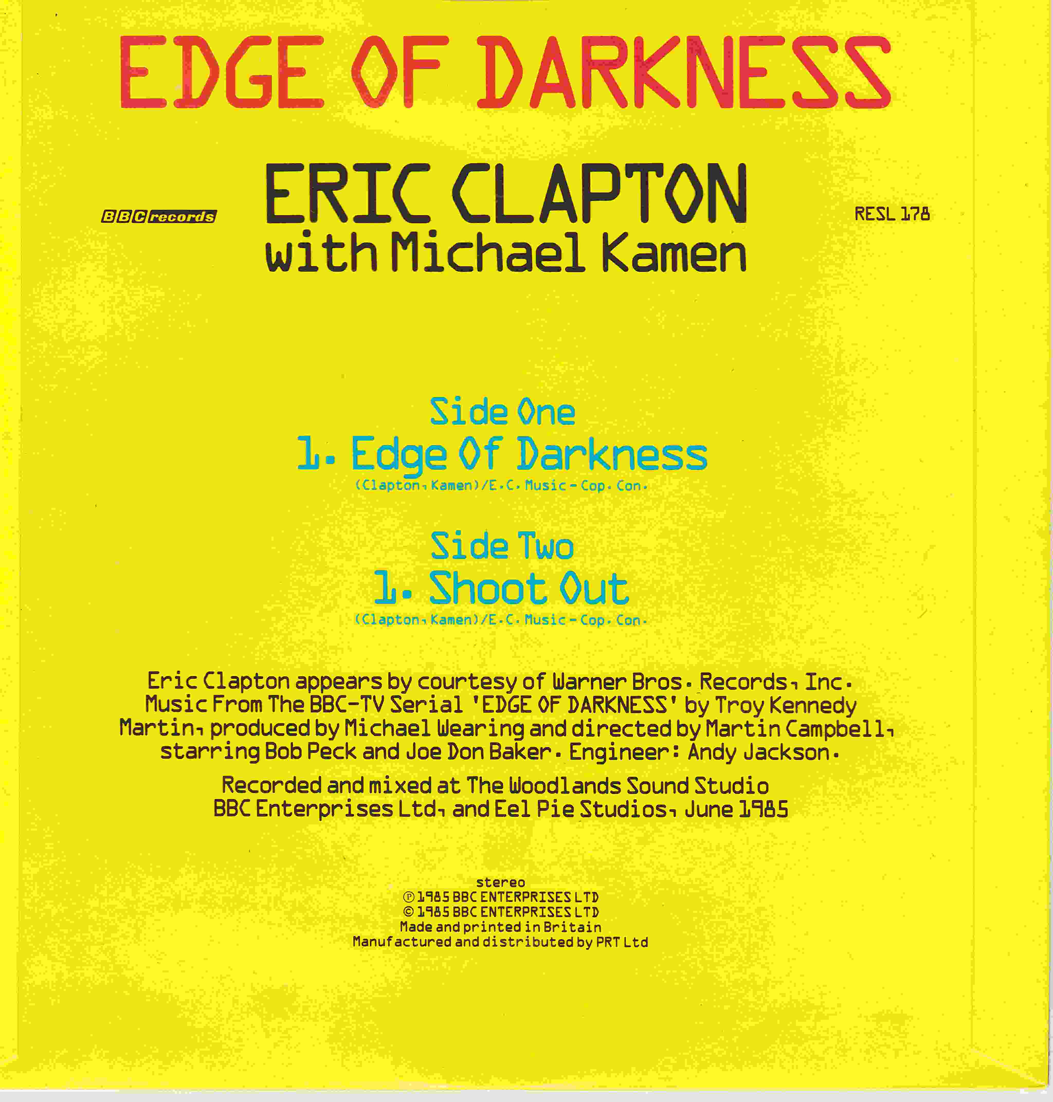 Picture of RESL 178 Edge of darkness by artist Eric Clapton / Michael Kamen from the BBC records and Tapes library